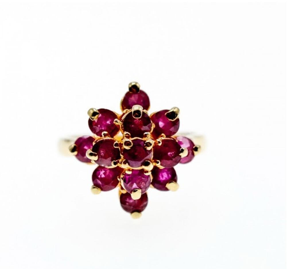 14K Yellow Gold Ruby Ring Size 6.75